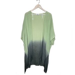 𝅺umgee ombre green and gray fringe lightweight cardigan